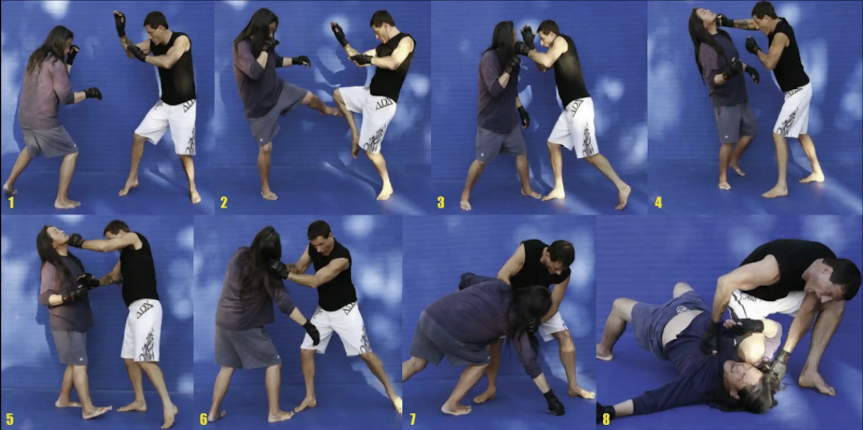 Paul Vunak demonstrating a knee destruction against a kick in contemporary Jeet Kune Do