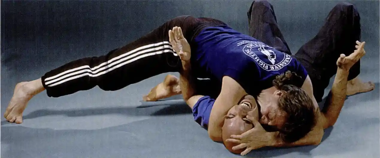 Target acquisition: If you have assumed the cross-side position on your opponent, you can bite his cheek, ear or neck, Paul Vunak says. Other positions allow access to different targets.